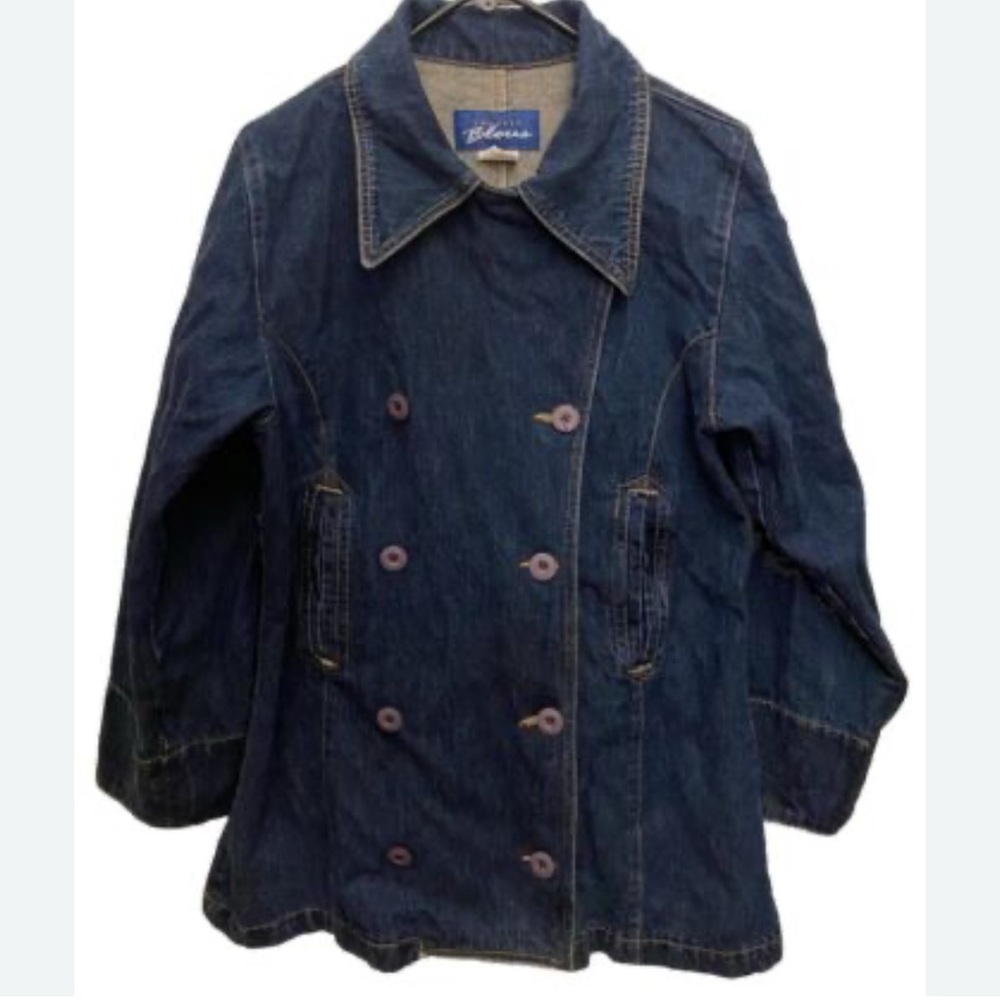 Vintage Express Blues Stylish Denim Jacket. S/M Nautical flare style EUC